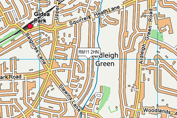 RM11 2HN map - OS VectorMap District (Ordnance Survey)