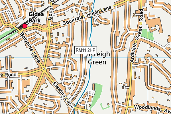 RM11 2HP map - OS VectorMap District (Ordnance Survey)