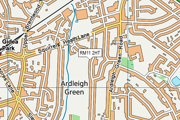 RM11 2HT map - OS VectorMap District (Ordnance Survey)