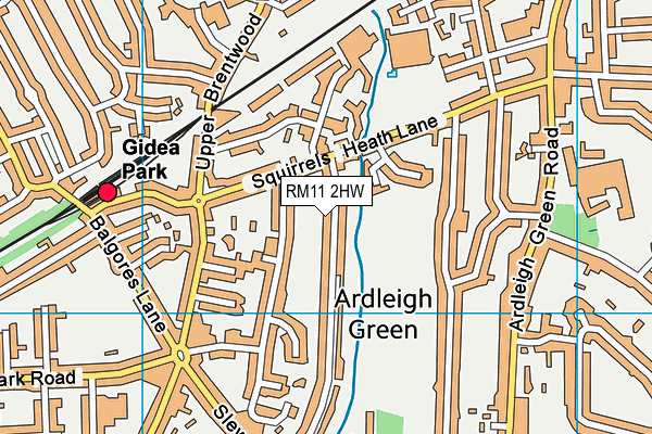 RM11 2HW map - OS VectorMap District (Ordnance Survey)