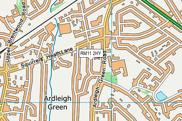 RM11 2HY map - OS VectorMap District (Ordnance Survey)