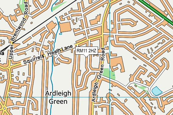 RM11 2HZ map - OS VectorMap District (Ordnance Survey)