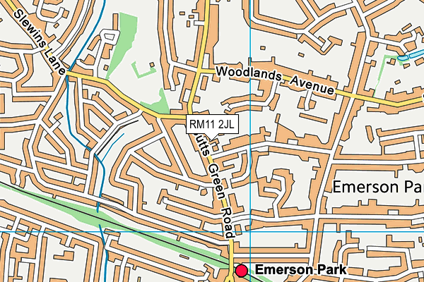 RM11 2JL map - OS VectorMap District (Ordnance Survey)