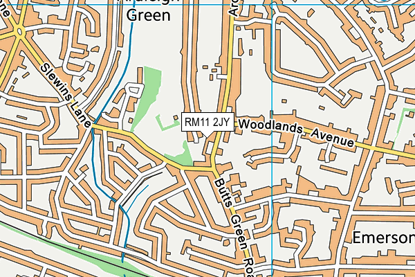 RM11 2JY map - OS VectorMap District (Ordnance Survey)