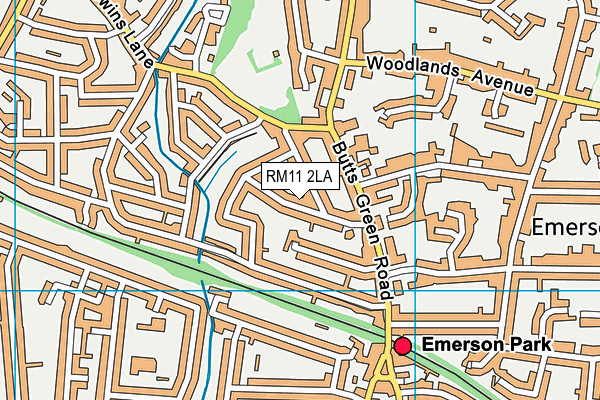 RM11 2LA map - OS VectorMap District (Ordnance Survey)