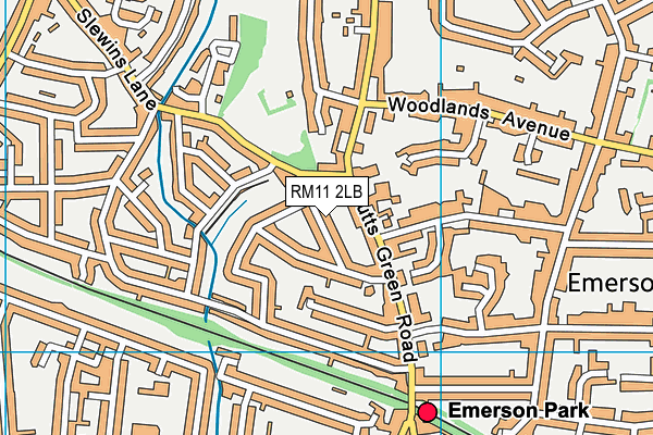 RM11 2LB map - OS VectorMap District (Ordnance Survey)