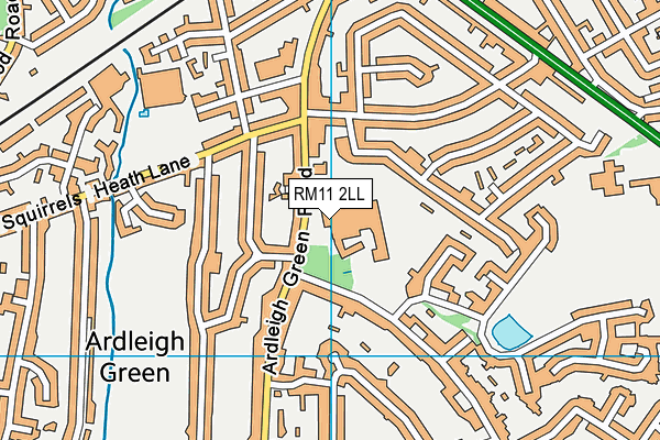 RM11 2LL map - OS VectorMap District (Ordnance Survey)