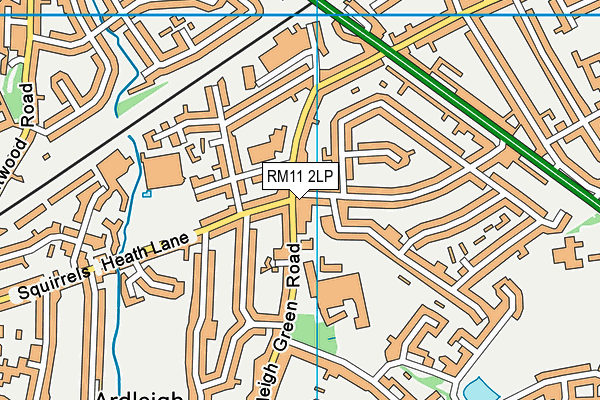 RM11 2LP map - OS VectorMap District (Ordnance Survey)