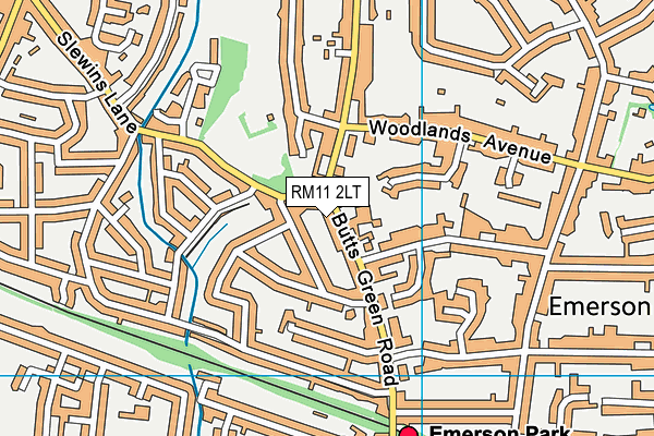 RM11 2LT map - OS VectorMap District (Ordnance Survey)