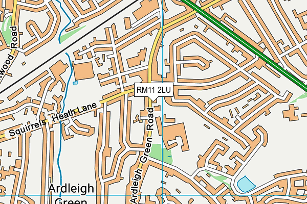 RM11 2LU map - OS VectorMap District (Ordnance Survey)