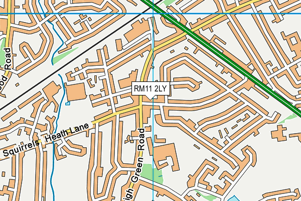 RM11 2LY map - OS VectorMap District (Ordnance Survey)