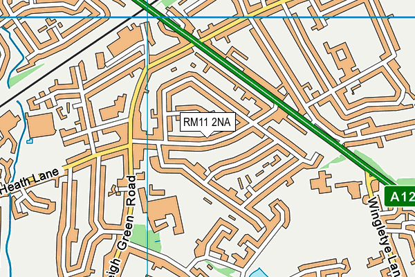 RM11 2NA map - OS VectorMap District (Ordnance Survey)