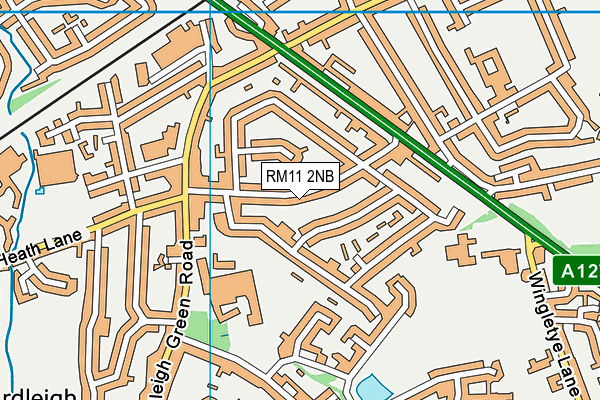 RM11 2NB map - OS VectorMap District (Ordnance Survey)