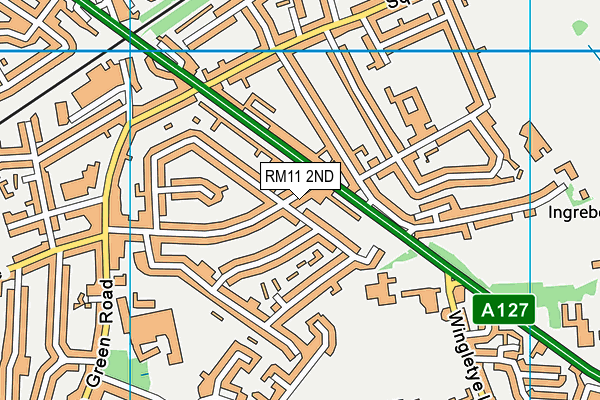 RM11 2ND map - OS VectorMap District (Ordnance Survey)