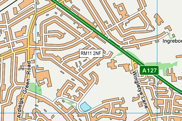 RM11 2NF map - OS VectorMap District (Ordnance Survey)
