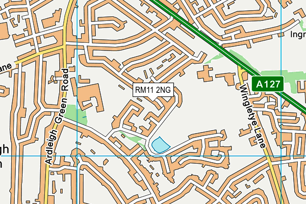 RM11 2NG map - OS VectorMap District (Ordnance Survey)