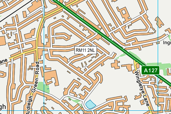 RM11 2NL map - OS VectorMap District (Ordnance Survey)