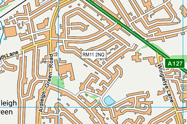 RM11 2NQ map - OS VectorMap District (Ordnance Survey)