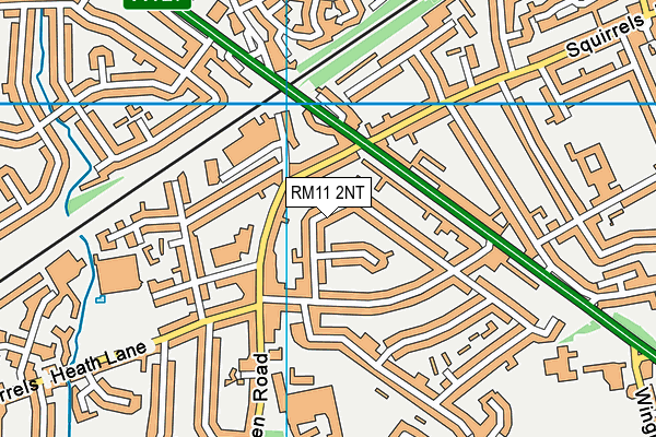 RM11 2NT map - OS VectorMap District (Ordnance Survey)