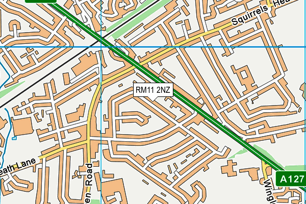 RM11 2NZ map - OS VectorMap District (Ordnance Survey)