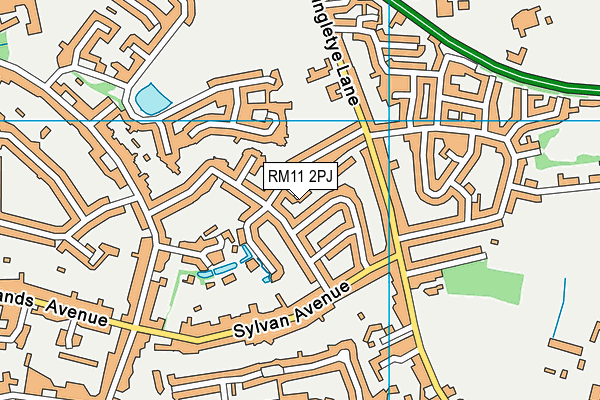 RM11 2PJ map - OS VectorMap District (Ordnance Survey)