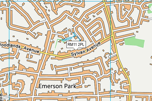 RM11 2PL map - OS VectorMap District (Ordnance Survey)