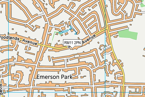 RM11 2PN map - OS VectorMap District (Ordnance Survey)