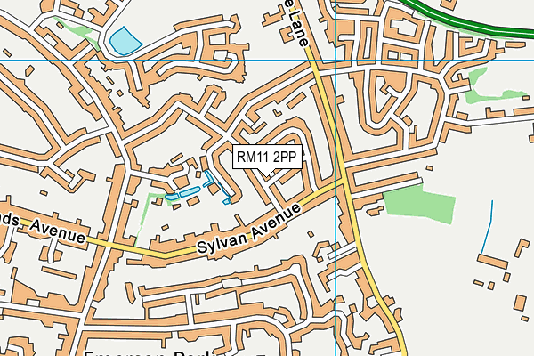 RM11 2PP map - OS VectorMap District (Ordnance Survey)