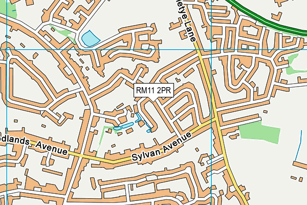 RM11 2PR map - OS VectorMap District (Ordnance Survey)
