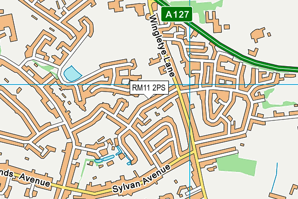 RM11 2PS map - OS VectorMap District (Ordnance Survey)