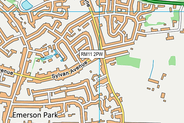 RM11 2PW map - OS VectorMap District (Ordnance Survey)