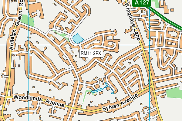 RM11 2PX map - OS VectorMap District (Ordnance Survey)