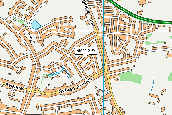 RM11 2PY map - OS VectorMap District (Ordnance Survey)