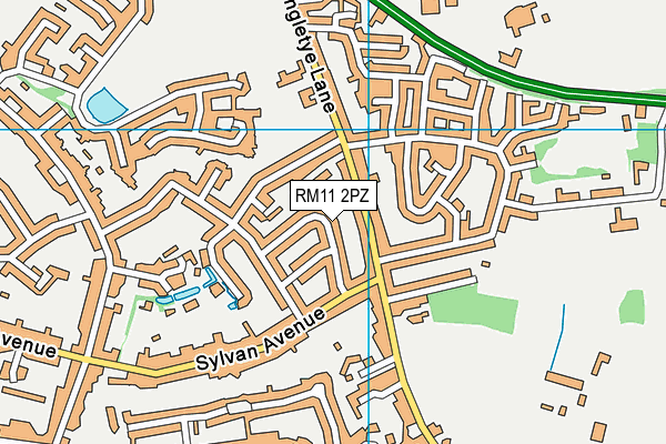 RM11 2PZ map - OS VectorMap District (Ordnance Survey)