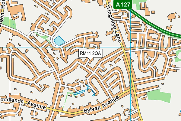 RM11 2QA map - OS VectorMap District (Ordnance Survey)