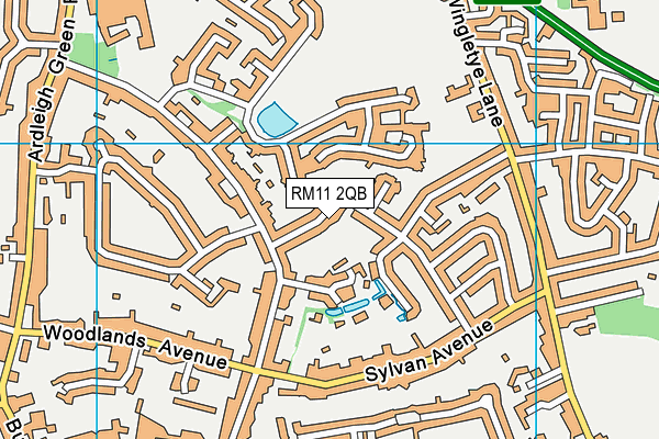 RM11 2QB map - OS VectorMap District (Ordnance Survey)