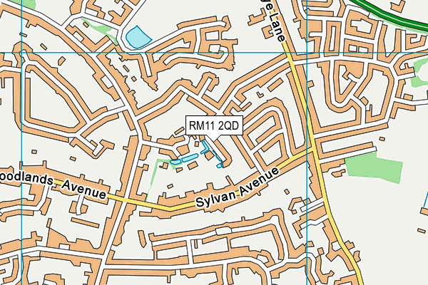 RM11 2QD map - OS VectorMap District (Ordnance Survey)