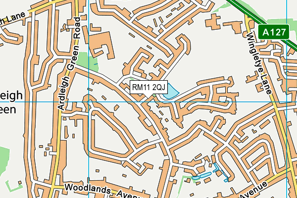 RM11 2QJ map - OS VectorMap District (Ordnance Survey)