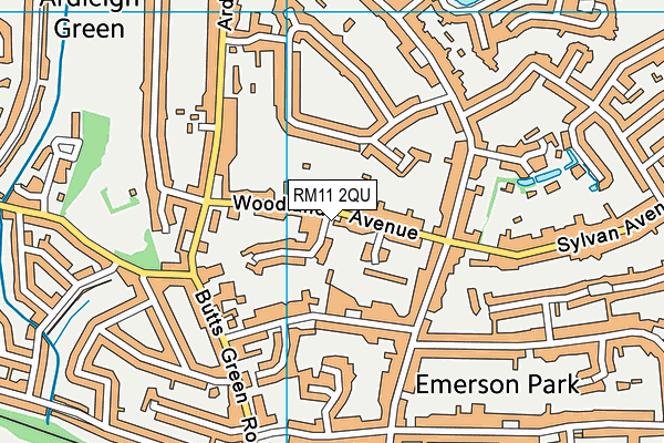 RM11 2QU map - OS VectorMap District (Ordnance Survey)