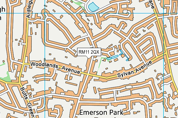RM11 2QX map - OS VectorMap District (Ordnance Survey)