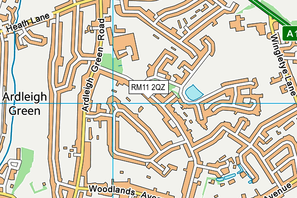 RM11 2QZ map - OS VectorMap District (Ordnance Survey)