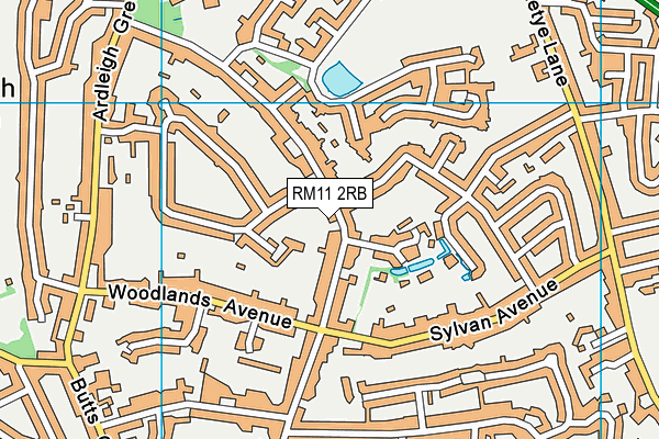 RM11 2RB map - OS VectorMap District (Ordnance Survey)