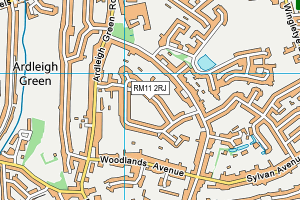 RM11 2RJ map - OS VectorMap District (Ordnance Survey)