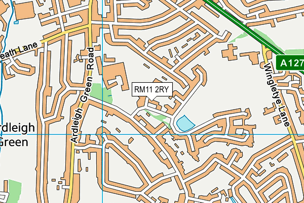 RM11 2RY map - OS VectorMap District (Ordnance Survey)