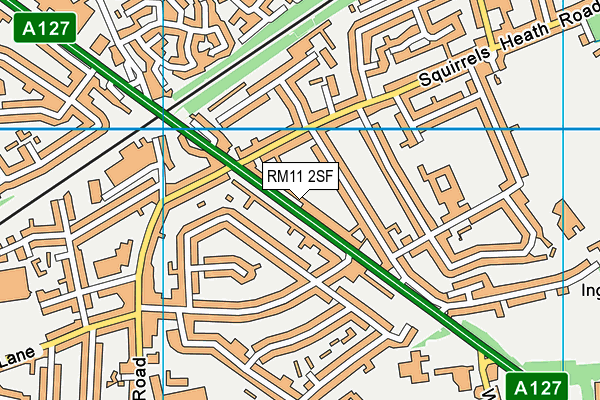 RM11 2SF map - OS VectorMap District (Ordnance Survey)