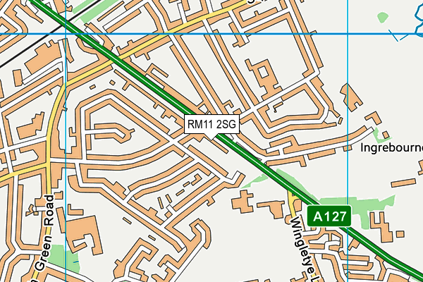 RM11 2SG map - OS VectorMap District (Ordnance Survey)