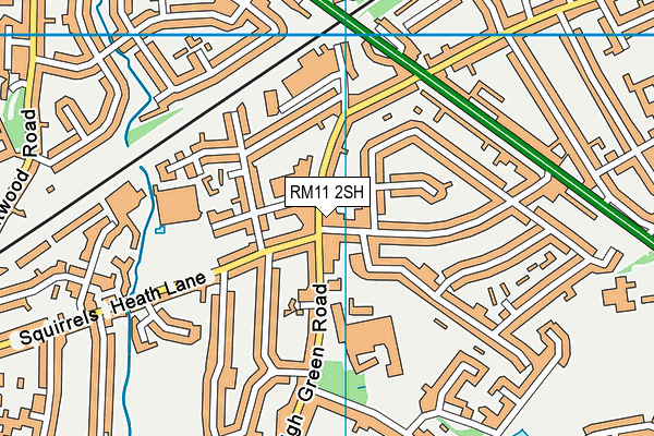 RM11 2SH map - OS VectorMap District (Ordnance Survey)