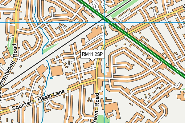 RM11 2SP map - OS VectorMap District (Ordnance Survey)