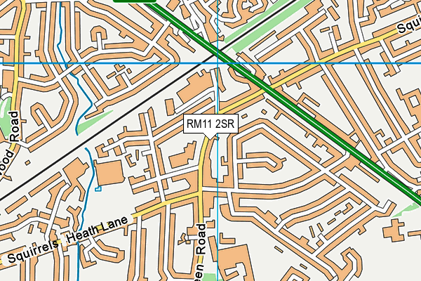 RM11 2SR map - OS VectorMap District (Ordnance Survey)