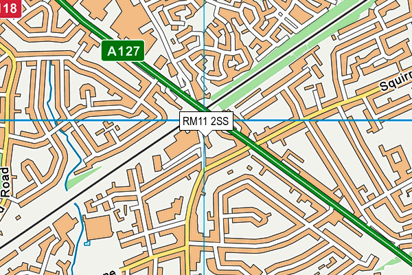 RM11 2SS map - OS VectorMap District (Ordnance Survey)